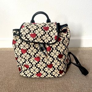 Kate Spade ♠️ | Flower Jacquard Hearts Medium Flap Backpack